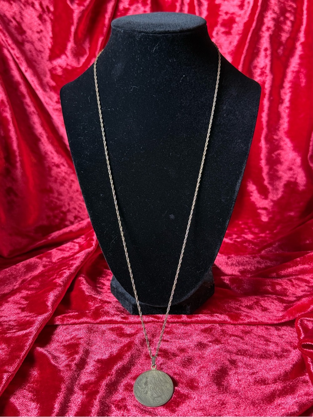 Vintage Taurus Zodiac To Dad Medallion Pendant Necklace Long Rope Chain